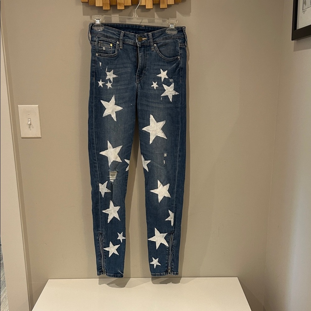 Custom made star stamped jeans from Penn State Grad .  Size 28. &DENIM